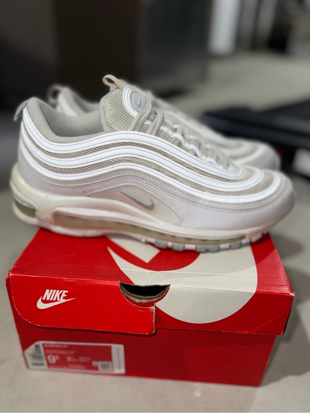 Nike Air Max 97 Women Size 9.5 White/white platinum Shoes Sneakers 921733-100